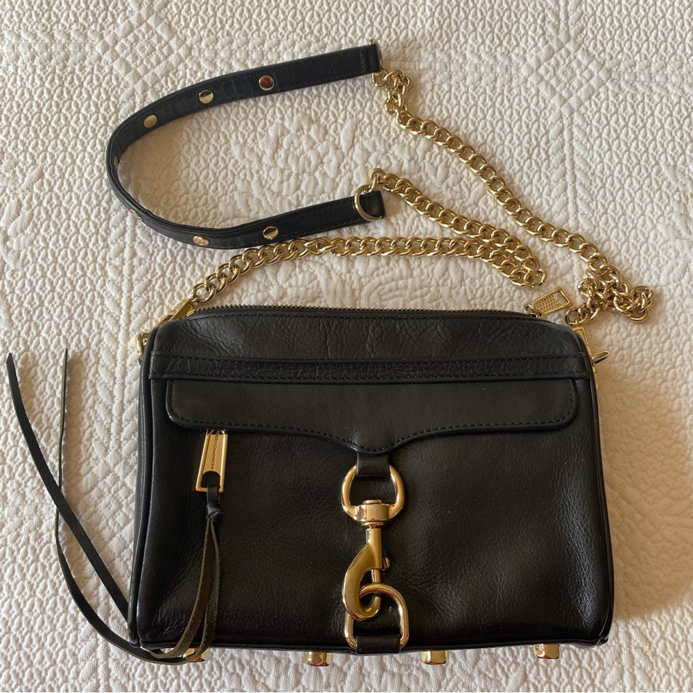 Rebecca Minkoff small black leather crossbody purse. GUC